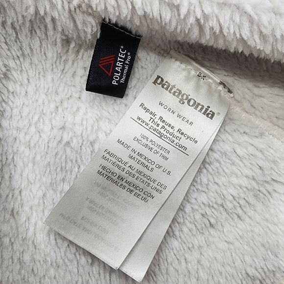 Patagonia Jacket Womens M Cream Raw Linen‎ Re-Tool Snap-T Fleece Pullover Hiking - Picture 6 of 11